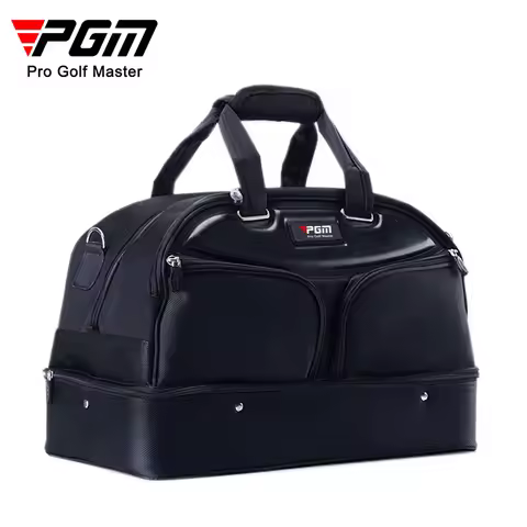 PGM YWB005 Golf Clothing Bag Men's Double Layer All Black Clothing Bag Large Capacity Sports Crossbo