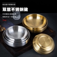 Korean Style Stainless Steel Double-Layer Cold Noodle Bowl Golden Snail Noodles Korean Bibimbap Inst