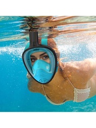 1套成人全面防霧、防漏潛水面鍋,附攝影機座,水肺面具,浮潛,游泳,水下運動器材,矽膠裙邊,適用於行動攝影機