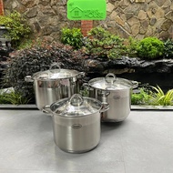 Rossner Chicken Boiling Pot Imported AUSTRIA stainless steel 18/10 Size 26/28/30cm Glass Lid Inducti