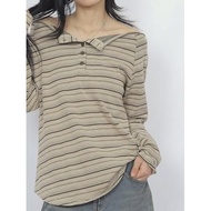 Codibook|Korea EEZEE Two-Wear Retro Striped Long-Sleeved Top Women's Clothing