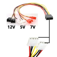 HUI 4Pin Molex to 3/4-Pin Fan Adapter 12V 7V 5V PC Fan Adapter 4Pin Molex Splitter Sleeved Cable for