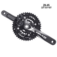 Bicycle Aluminum Alloy Integrated Hollow Crank Crankset 22/32/42T Gear Chain Wheel 10/30 Speed Crank