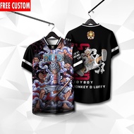 [Free Custom Name Number] Jersey Viral Retro Collar One Piece Luffy Jersey Retro Collar Selek Dragon