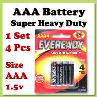 Eveready AAA 1.5v Super Heavy Duty Battery  4pcs Bateri Tiga A