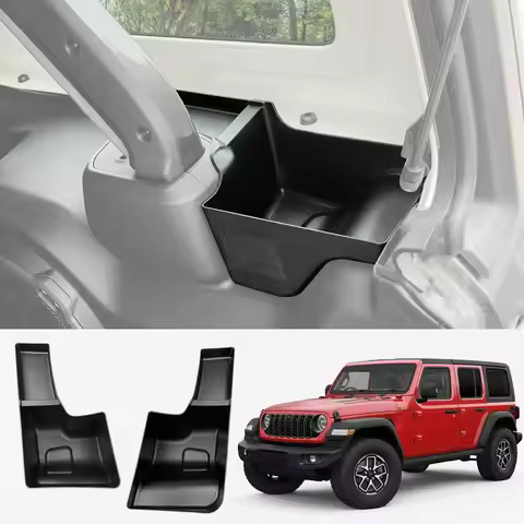 Trunk Side Storage Bin Fit for 18-24 Jeep Wrangler JL JLU 4XE Cargo Organizer Tray Wheel Well Storag