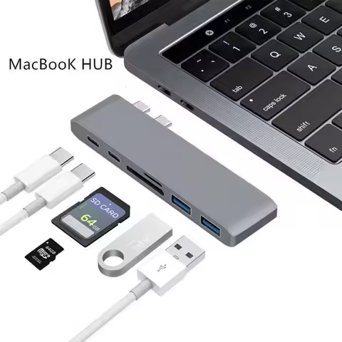 6‑in‑1 USB‑C Hub 3.0 Type‑C Adapter Multi‑Function Laptop Charging Data Reader Docking Station For M