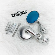 กระจกปลายแฮนด์ อลูมิเนียม CNC สำหรับ Vespa & Lambretta กระจกเลนส์ฟ้า ตัดแสงสะท้อน แข็งแรงทนทาน