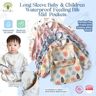 SG - Toddler BLW Waterproof Feeding Bib With Pockets Long Sleeve Bib BLW Baby Led Weaning Waterproof
