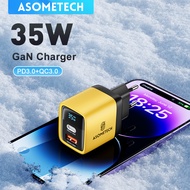 เครื่องชาร์จเร็วระบบชาร์จ Type C QC4.0 PD3.0 PPS 35W Gan เครื่องชาร์จโทรศัพท์ iPhone 14 Pro 13 12 Samsung S23แท็บเล็ต S22