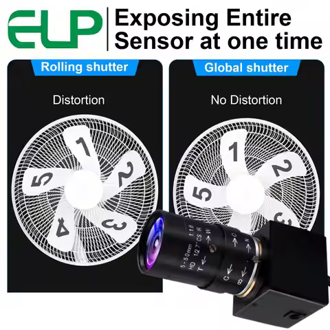 ELP 210fps Global Shutter Webcam Manual Varifocal Lens Monochrome 800P OV9281 UVC Black/White USB Ca