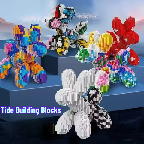 Small Particles Balloon Dog Connection Building Blocks DIY Assembled Colorful Mini Brick Toys Creati
