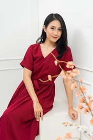 Best Seller MATERNEL dress busui Imlek - Keiko midi nursing dress