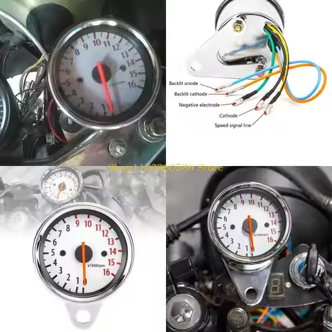 242A Retro Motorcycle Tachometer Monitoring 1.6W Metal Housing Electronic Inductive Pointers RPM Gau