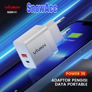 Vivan Power 35 PD QC Charger 35W USB-C USB-A Dual Port Quick Charger