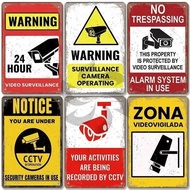 Warning CCTV Tin Signs Metal Plaque Notice 24 Hour Security Camera Vintage Poster Metal Plate Wall D