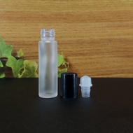 botol roll on 10 ml / botol kaca 10ml frosted / tutup roll on - plastik hitam