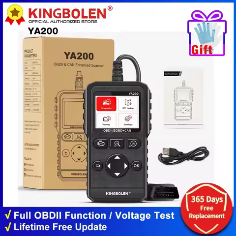 KINGBOLEN YA200 OBD2 Scanner Diagnostic Tool Code Reader Car Check Engine Lifetime Free Upgrade pk T