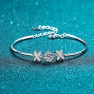 XDY925 Sterling Silver Bracelet Female pt950 Gold Plated Four Claws One Carat Moissanite Bracelet