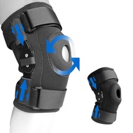 Knee Brace with Hinge Adjustable Knee Brace Compressing Knee Support Protector Sleeve for Hiking Running Cycling Fitness