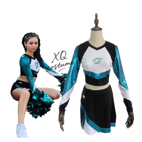 Women Euphoria Cheerleader Uniform Maddy Cosplay Halloween Costume TV Role Play Tops Skirt Set for M
