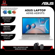 ASUS A516E-AEJ810TS i3 Laptop (I3-1115G4, 4GB, 256GB SSD, 15.6" FHD, SILVER-W10, H&amp;S)