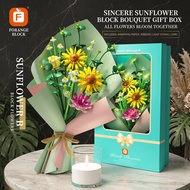 LS BRICKS Sunflower Building Blocks Bouquet DIY Artificial Flower with LED Light Gift Box