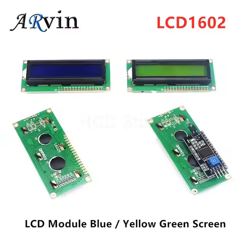 LCD1602 1602 LCD Module Blue / Yellow Green Screen 16x2 Character LCD Display PCF8574T PCF8574 IIC I