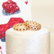 【玫瑰園】18K 天然紅寶石雕花蕾絲戒指 日系雕花 紅寶石戒指