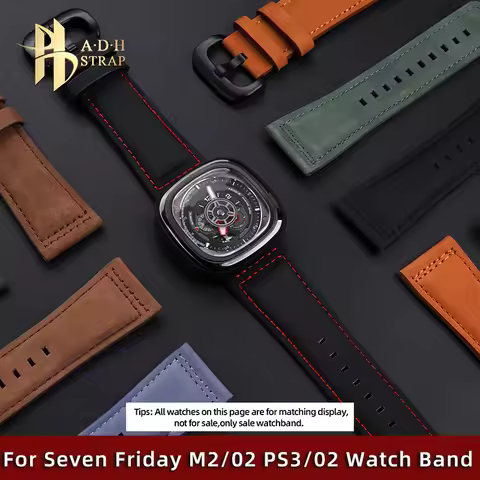 For Seven Friday Men's Watchband M2/02 P1B/01 Bracelet 28mm Vintage Frosted Leather Watch with Acces