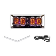 In-12 Glow Tube Clock 4-Digit Retro Nixie Tube Clock with RGB Colorful Light DC5V USB Power for Desk
