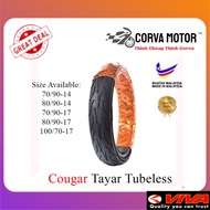 Corva Motor Tayar Cougar 128 Tubeless Tyre 70/90-17 80/90-17 Sama Bunga Dengan Corsa R26