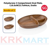 Evelin Polystyrene Tokyo Oval Plate Hand Made Finishing - L16.6xW23.7xH4cm (Bundle of 2)