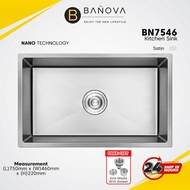 BANOVA Stainless Steel Handmade Undermount 1 Bowls Kitchen Sink (NANO) BN-7546 [SATIN]