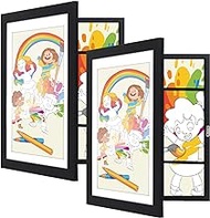 2 Pack Kids Art Frames, 10x12 Front Opening Kids Artwork Storage Frames, Changeable Photo Frame Displays 7x9 With Mat and 9x11.5 Without Mat, Holds 50-100 Works of Art, for 3D Picture, Crafts, Hanging