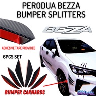 6PCs PERODUA BEZZA CAR CANARDS Front Bumper Diffuser Splitter Lip Spoiler Kereta Bezza Accessories