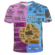 Summer T-shirt Equation 3D Digital Printed T-shirt Men's Round Neck Short sleeved Top