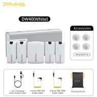 Mini Wireless Lavalier Microphone 7RYMS iRay DW40 Four-Channel 2.4G Wireless Clip on Mic with Chargi