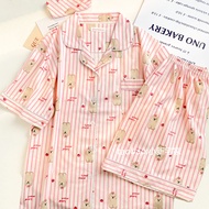 Mikko สไตล์ญี่ปุ่นผ้าฝ้ายชุดนอนชุดผู้หญิงแขนสั้นกางเกงขาสั้นน่ารักการ์ตูนการออกแบบภาพเคลื่อนไหวฤดูร้