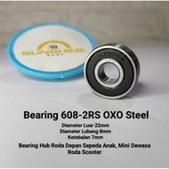 Bicycle Front Wheel Bearing 608 2RS OXO Outer Diameter 22mm Bearing For Front Axle Diameter 7.8mm Nu