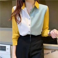 Women's Spring Autumn Korean Style Shirt Long Sleeve Chiffon Plus Size Blouse Murah Labuh Women Clothes Blause Wanita Baju Kemeja Perempuan