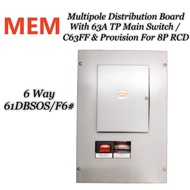 MEM 6 Way 415V Multipole Distribution Board With 63A TP Main Switch / C63FF & Provision For 8P RCD S