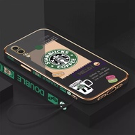 Starbucks patterned for Huawei P20 Huawei P20lite Huawei P20pro Huawei P30lite Huawei P30 Huawei P30pro phone case cartoon plating casing with lanyard