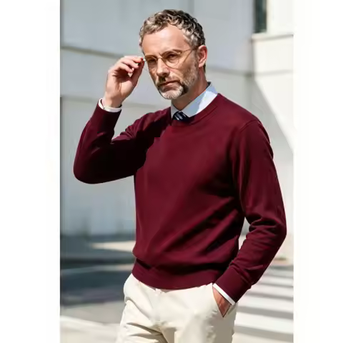 Men's Sweater Crew Neck Casual Pullover Knitwear Autumn Classic Soft Cold Blouse Winter Warm Streetw