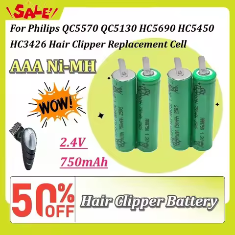 New 2.4V 750mAh AAA Ni-MH Rechargeable Battery for Philips QC5570 QC5130 HC5690 HC5450 HC3426 Hair C