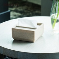 [特價]【日本ideaco】方形下降式沉蓋砂岩餐巾紙盒沙白