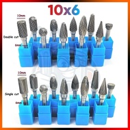 10x6mm Tungsten Carbide Burr 6mm Single Cut Double Cut Rotary Porting Tool Mata Porting Mata Korek