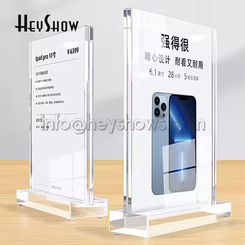 Desktop Thicken Acrylic Price Tag Holder A4 A5 Clear Menu Stand Advertise Label Holder Poster Sign P