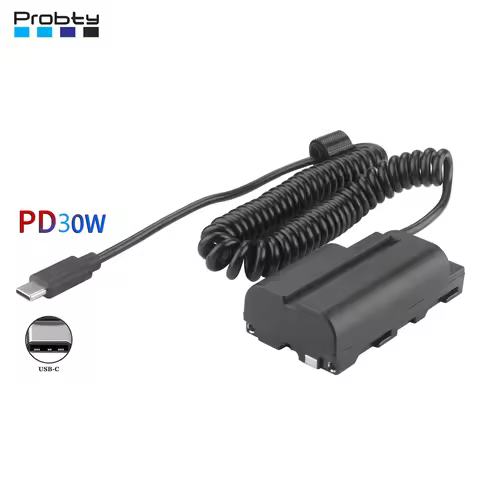 USB-C PD30W to NP-F Dummy Battery with Extendable Cable for Sony NP-F960 /750/770/970 to Power Camer