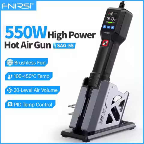 FNIRSI SAG-55 Micro Hot Air Gun 550W with Stand BGA Rework LCD Digital Hair Dryer Soldering Heat Gun